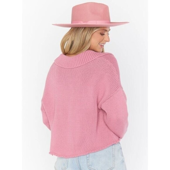 Show Me Your Mumu Sweater NWT Crawford Collared Pink Crop Oversized Size XXL - Picture 9 of 9